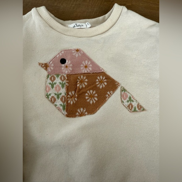 Oh Baby Kids Cream Sweatshirt with Bird Design Size 2-3 T - Picture 2 of 5